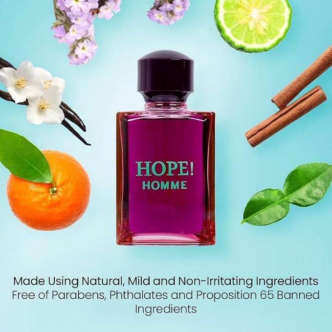 NovoGlow Hope Homme for Men - 100ml Eau De Parfum Spray for Men - Spicy Floral & Intense Fragrance, Warm Scent That Lasts All Day, Gift for Men for All Occasions