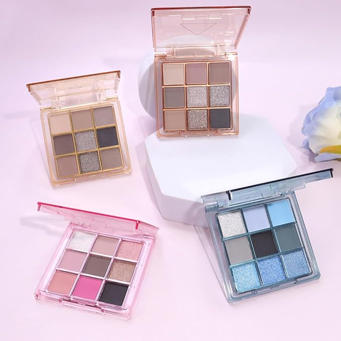 Light Blue Eyeshadow Palette, Matte & Shimmer Glitter Blue Shadow for Eye Makeup, High Pigmented White Gray Black Green Powder Palet de sombras de ojos, Cruelty Free