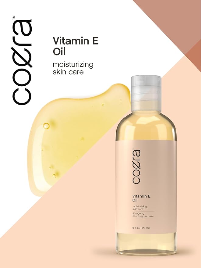 Coera Vitamin E Oil | 20,000 IU | 16 fl oz | Moisturizing & Hydrating for Skin, Face, Hands and Body | Free of Parabens, SLS, & Fragrances