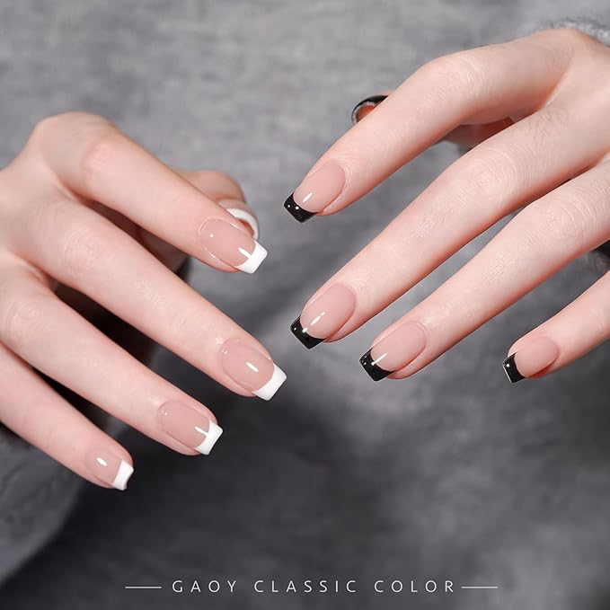GAOY Black White Gel Nail Polish Set, 6 Colors Hot Pink Jelly Nude, UV Light Cure Gel Polish for Salon and Nail Art DIY at Home