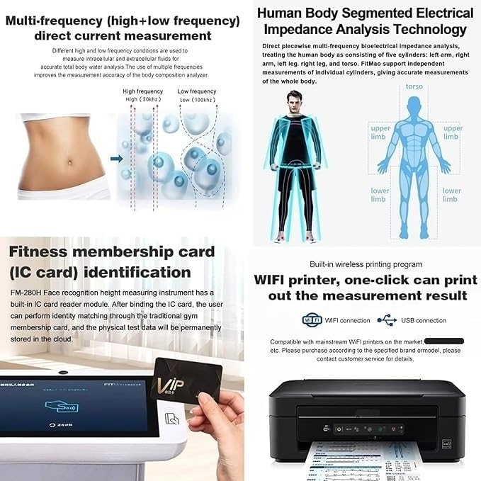 10.1 Inch HD Touch Bioimpedance Analysis Machine, Height Test Body CompositionWeight Management Fat Analyzer, Support Multiple Languages can Be Customized