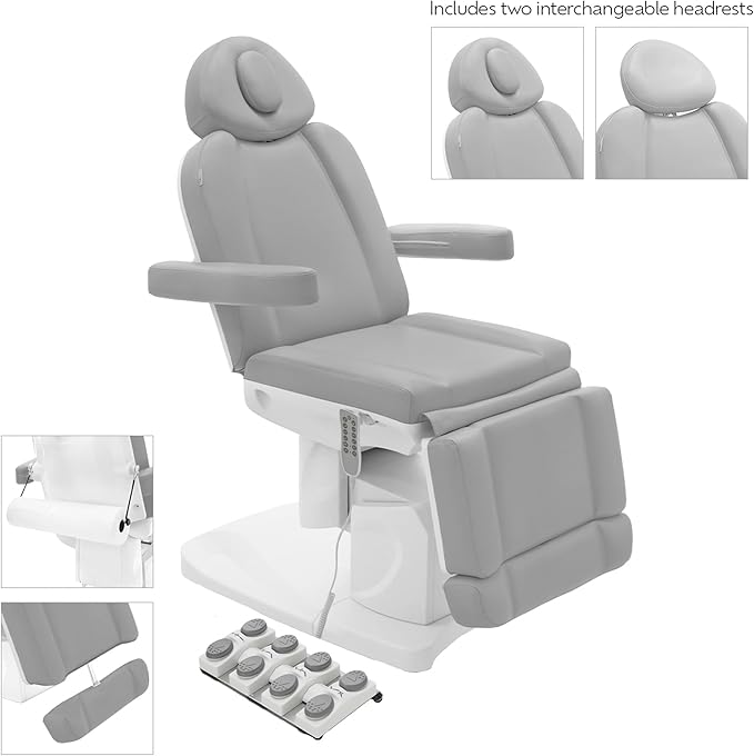 SKINACT Bellage Electric Treatment Table (Chair) 4 Electric Adjustable Motors (Light Gray)