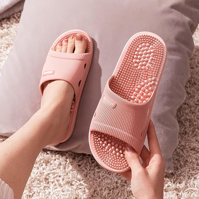 Acupressure Massage Slippers for Plantar Fasciitis for Women Acupuncture Slippers Arthritis Neuropathy Pain Relief Non-Slip Massage Sandals Womens Stress Relief Gifts for Bath (US Women 7.5-8, Pink)
