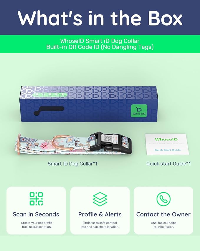 Dog Collar for Large Dogs with Smart QR Tags