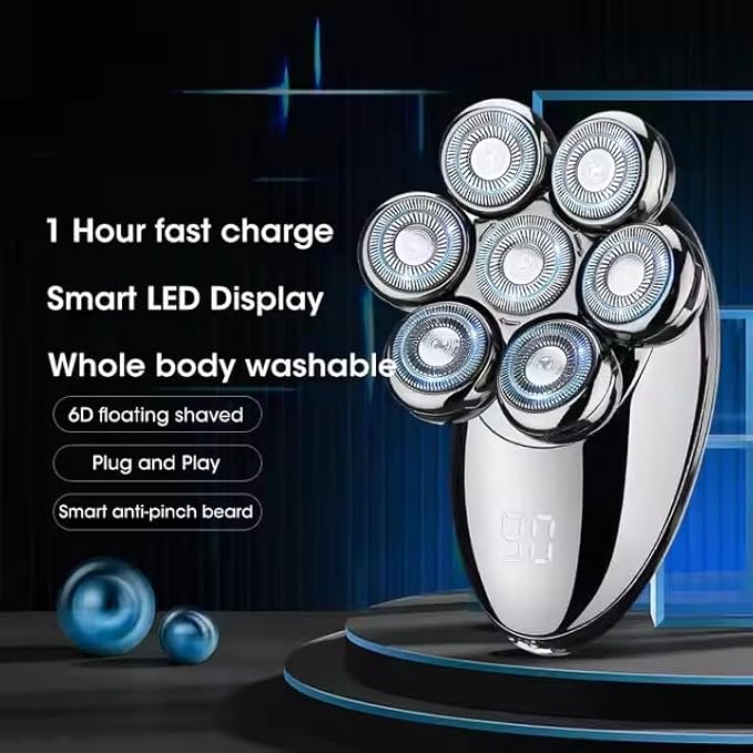 Head Shavers for Bald Men Electric Razor Dry/Wet IPX8 Waterproof 5 in 1 Head Razor Rechargeable LED Display High Speed Motor Head Shaver for Face Body Ear Nose Trimmers Cordless Portable Shaver