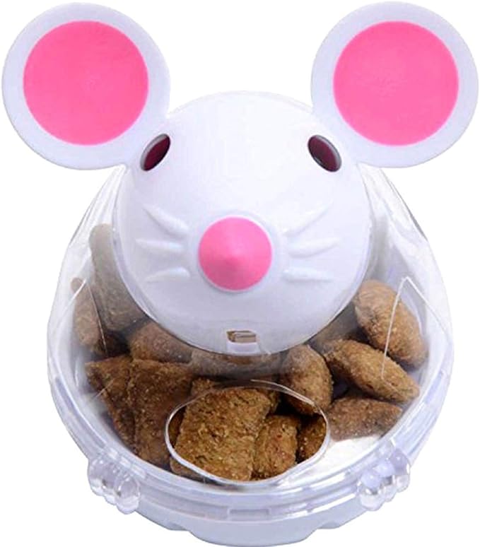 Interactive Toys for Cats, Play Cat Toy Pet Cat Kitten Mouse Shape Treat Holder Food Storage Dispenser Chew Play Toy for Indoor Cat and Kitten Exercise - Beige