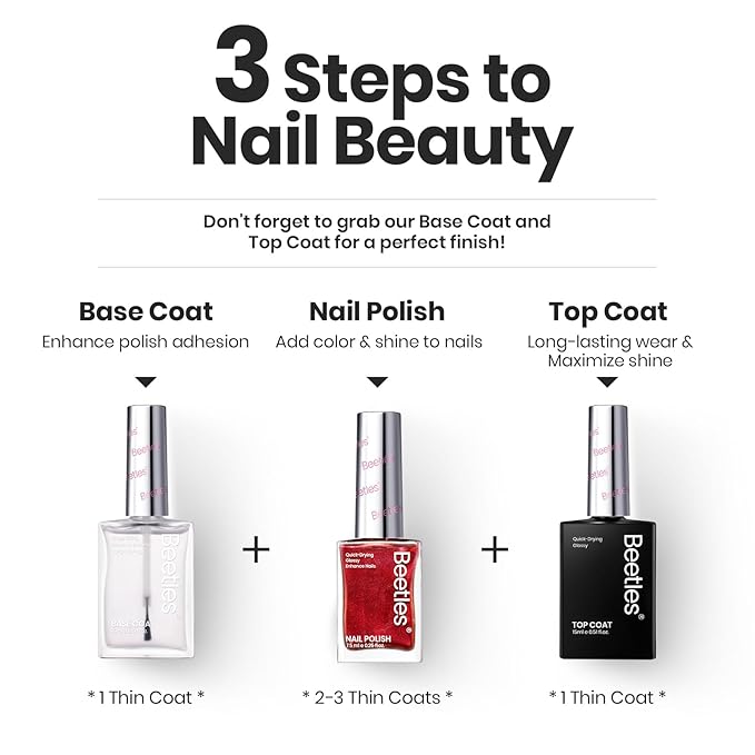 Beetles Spring Nail Polish Set - Glamour Era 6 Colors Quick Dry Glitter Burgundy Red Gold Green Yellow High-Gloss Long-Lasting Nail Polish for Winter DIY At-Home Manicure Gift for Women