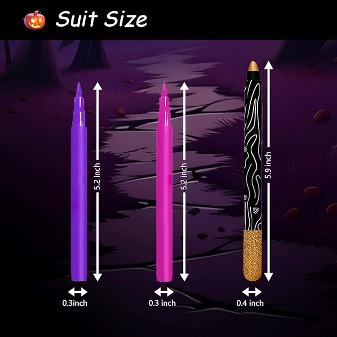 Mysense Makeup Kit,Halloween Face Cosplay Accessories for Women and Kids,Purple Waterproof Eyeliner+Fuchsia Liquid Eyeliner+Gold Shimmer Eyeshadow Stick