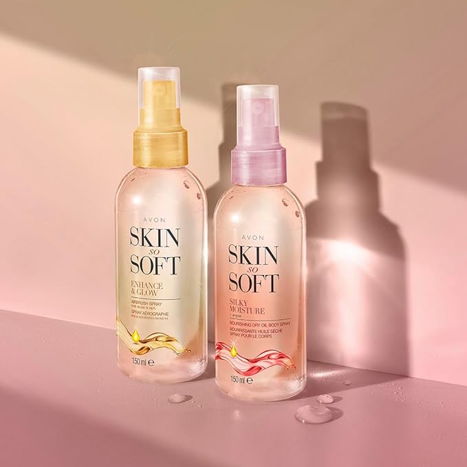 AVON SKIN SO SOFT Moisturizing Argan Body Oil for Hydrated, Glowing Skin Dry Oil Spray 150ML (2 -Pack)