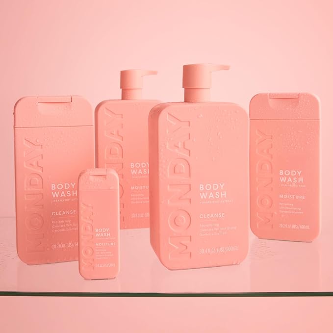 MONDAY HAIRCARE MOISTURE Body Wash with Hyaluronic Acid, Shea Butter, Coconut Oil & Grapefruit Extract for Normal to Dry Skin 600 mL (Dual Pack)