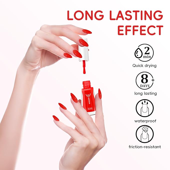 Red Nail Polish, Quick Dry Nail Polish, Streak Free, Long Last Fingernail Polish for Autumn Wedding Nails, Cozy Fall Manicure, Back to School Nail Looks, Salon Quality at Home, 0.35 fl oz
