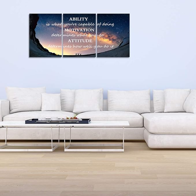 3 Panels Successful Inspirational Posters Quotes Wall Art Ability Modern Motivational Painting Picture Prints on Canvas Artwork Motto for Office Bedroom Decor Living Room Home Decor (60”Wx28”H)