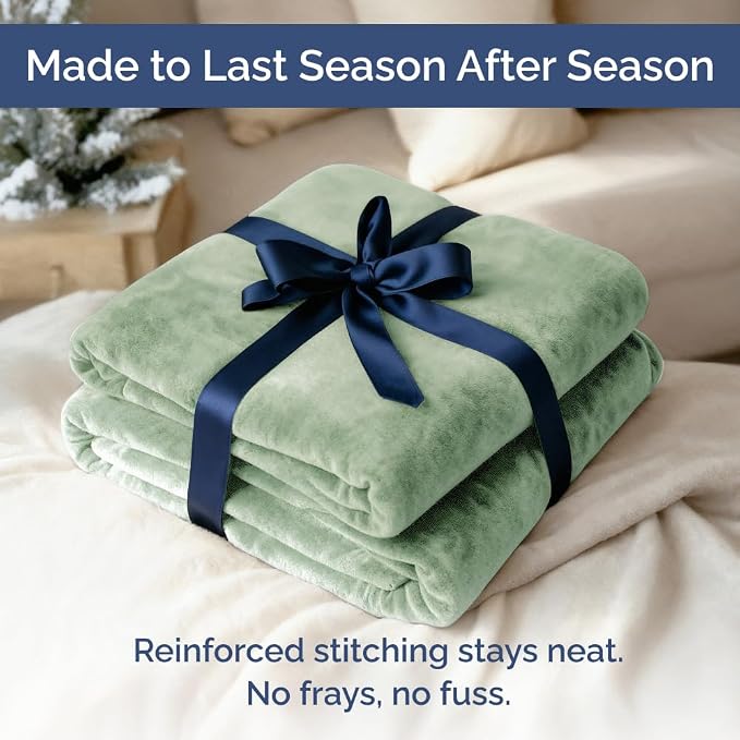 Fleece Blanket Kids Size - Ultra-Soft Flannel Fleece Blanket - Celadon | Soft, Warm, Outdoor Picnic Blanket for Camping, Travel, Lightweight, Cozy, Anti-Static, Home Decor Gifts for Men & Women