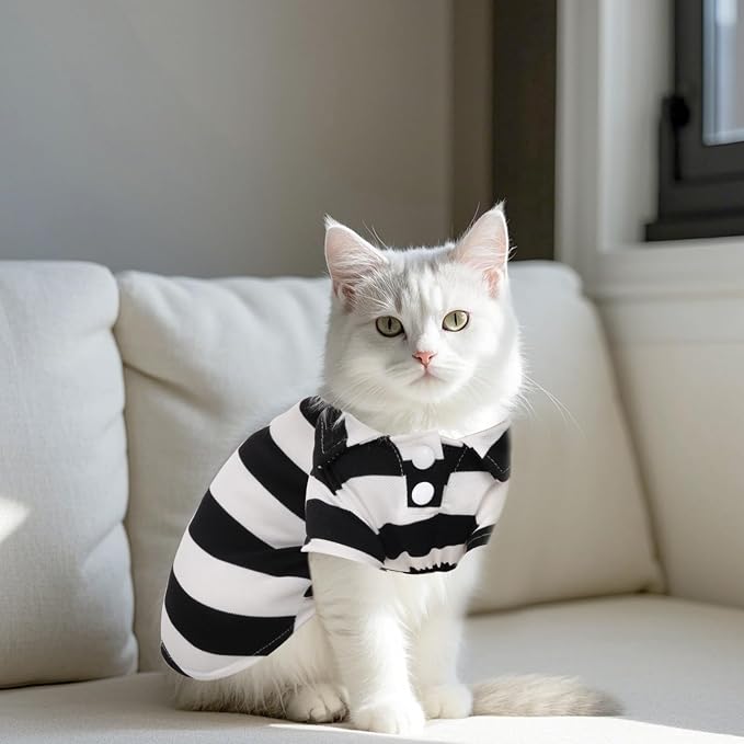 Pistha Dog Shirt Polo Shirt Striped Puppy Clothes for Boy Girl Pets | Dog Shirt Dog Clothes Pet Clothes with Summer Button Up for Small Medium Dogs Cats