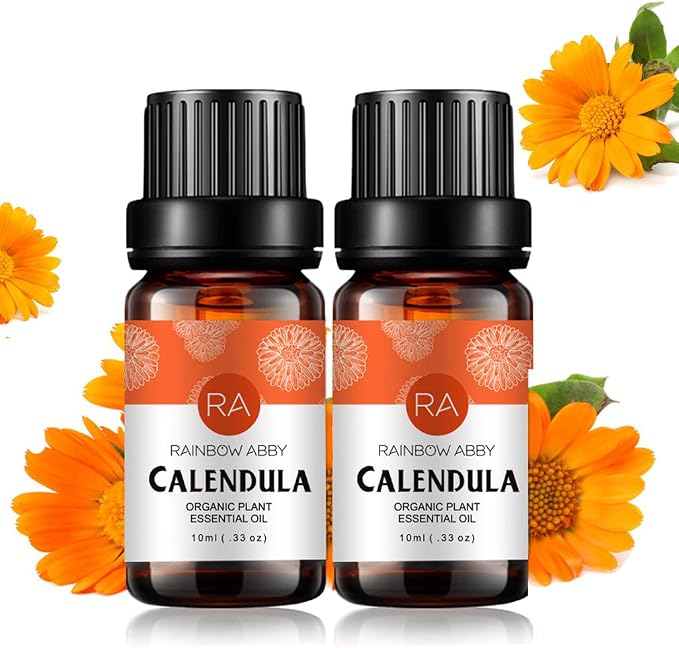 2-Pack Calendula Essential Oil 100% Pure Oganic Plant Natrual Flower Essential Oil for Diffuser Message Skin Care - 10ML