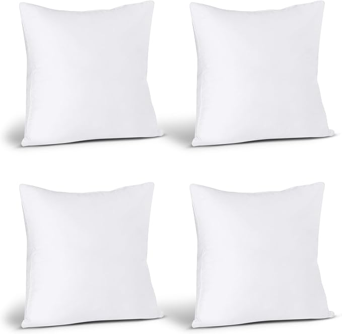 Utopia Bedding Throw Pillows Insert (Pack of 4, White) - 28 x 28 Inches Bed and Couch Pillows - Indoor Decorative Pillow | Down alternative pillow insert with plush fluffy fill for beds sofas couches and chairs. Suitable for indoor outdoor use.