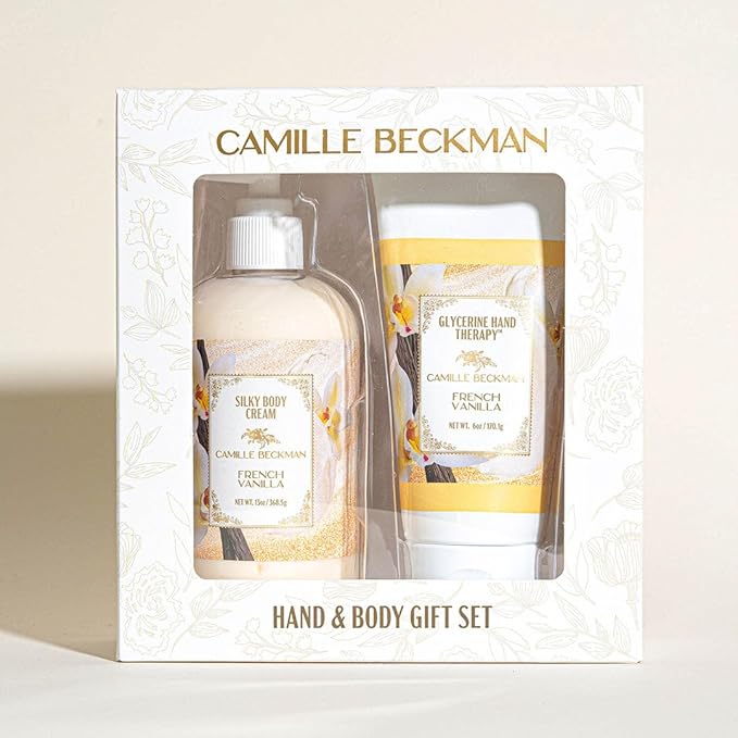 Camille Beckman Hand and Body Duet Set, Silky Body and Glycerine Hand Cream, French Vanilla