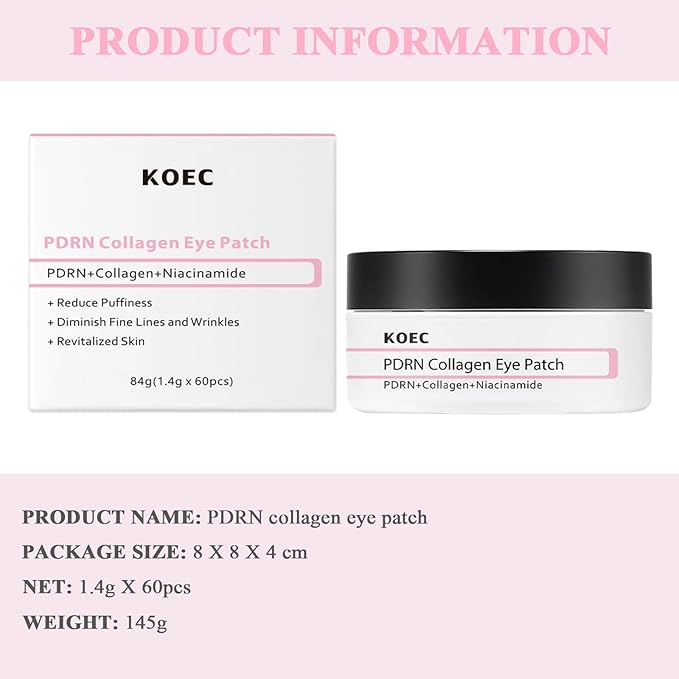 SHEEYOON Collagen Eye Patch 30 Pairs, Under Eye Patches with PDRN, Collagen & Niacinamide, for Puffy Eyes Dark Circles and Fine Lines Smoothing Skin Treatment
