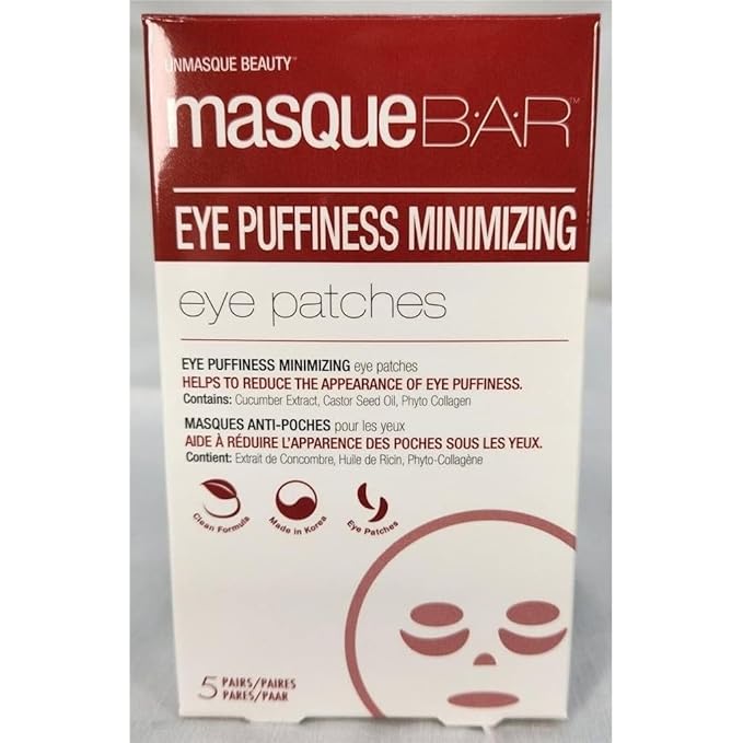 masque BAR Eye Mask Patches Minimizing Puffiness (6 Pairs) – Korean Under Eye Treatment, Hydrating & Smoothing Eye Masks, Boosts Elasticity, Reduces Under Eye Bags