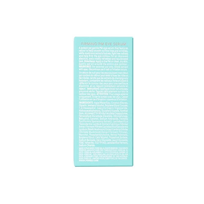 Foreo IRIS Firming PM Eye Serum - Retinol - Mushroom Extract - Vitamin E - Bakuchiol - Travel size Treatment Products - Dark Circles & Bags - Fragrance Free - All Skin Types - 0.5 oz