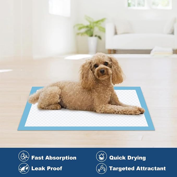 100 Count 22” x 22” Disposable Dog Pee Pads | Super Absorbent Leakproof Puppy Pads Quick Drying, Pee Pads for Dogs, Potty Dog Training Pads