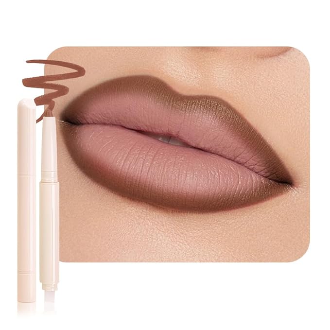 SUAKE Plump Matt Lipstick Lipliner Pencil Pack,Waterproof Crayon with Silicone Smudger for Define Contours & Sculpting Lip, Longwear Moisture Smooth Creamy Formula for Lip Makeup (07# Lean)