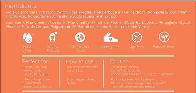 Witch Hazel Wipes (30 Counts) - Soothing Feminine & Hemorrhoids Wipes - Postpartums Support - Personal Cleansing Wet Wipes - Alcohol Free & Plant Based - Flushable & Travel Friendly