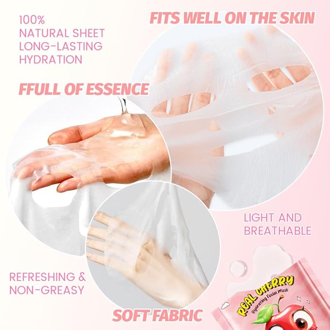 evpct 8-Pack Fruit Sheet Face Facial Masks for Women Skincare Spa, Facial Spa Day Slumber Sleepover Birthday Party Favors Supplies, Natural Ingredients, Hydrate and Soothe for All Skin Types, SetA01