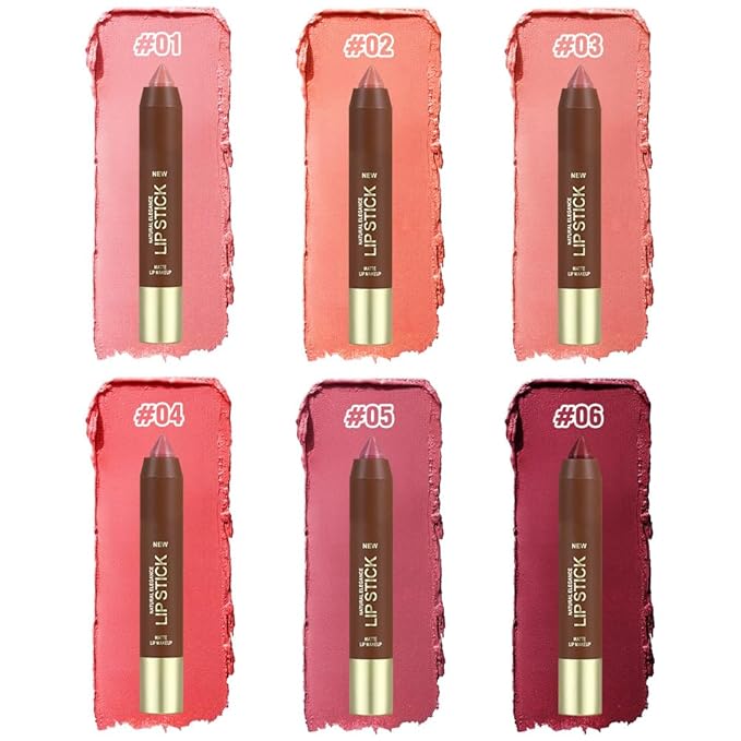 Matte Lipstick Crayon Set for Women, Nude Pink 24 Hour Lipstick Lip Liner Pencil, Neutral Lip Stick Lipliner Long Lasting Waterproof Smudge Proof, Vegan & Cruelty-Free, 03