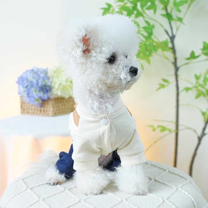 Dog Stylish Overalls Comfortable Puppy One Piece Outfits Summer Bib Overalls for Small Dogs Cute Pet Onesie Jumpsuit Chihuahua Yorkies Birthday Holiday Clothes Cat Costume