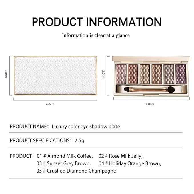 6 Color Shimmer Eyeshadow Palette with Mirror & Brush, Neutral Metallic Glitter Eye Shadow, High Pigmented Long Lasting Pressed Powder for Daily Makeup & Travel,Paleta de Sombras