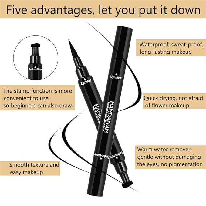 BONNIESTORE Winged Eyeliner Stamp 2 Pack,Dual-ended Eyeliner Stamp for Perfect Wing Cat Eyes,Long Lasting Liquid Eyeliner Pen Waterproof Smudge Proof Smudge Proof for All Eye Shapes