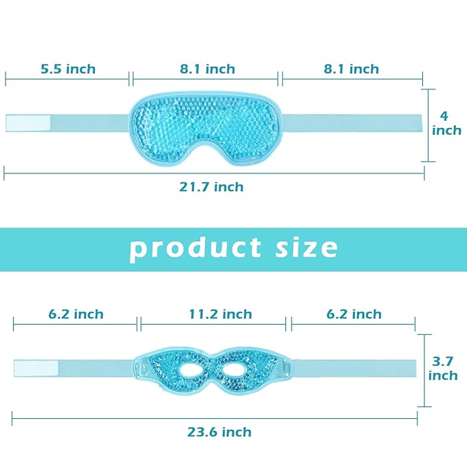 Permotary 2PCS Gel Eye Mask Reusable Hot Cold Compress Pack Eye Therapy,Therapeutic Gel Eye Spa Pad for Puffiness/Dark Circles/Eye Bags/Dry Eyes/Headaches/Migraines/Stress Relief-Blue &Green
