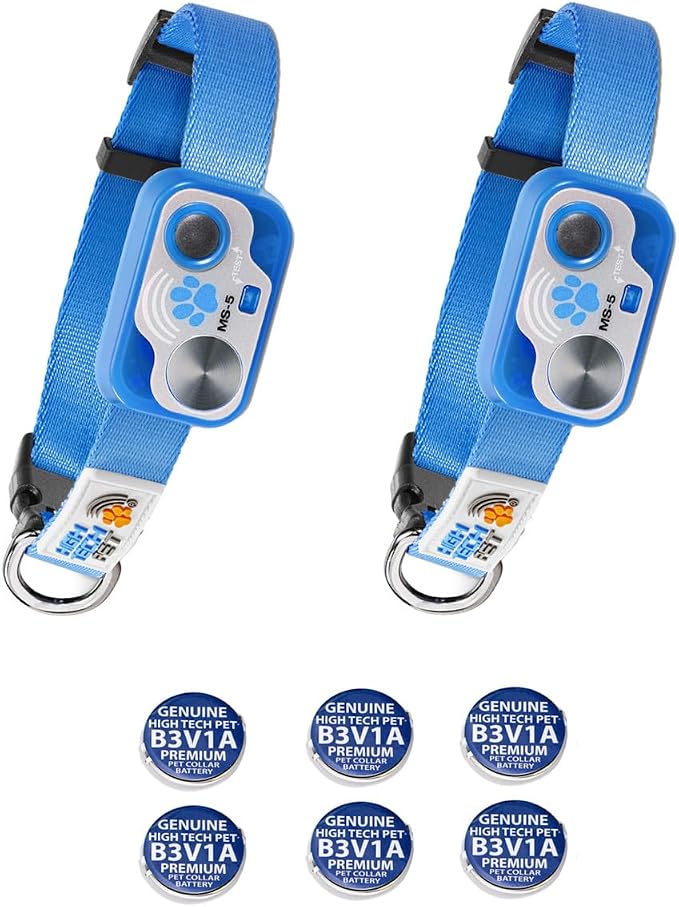 Genuine MS-5® Automatic Smart Pet Door Collar 2-Pack, Tested & Certified by High Tech Pet with 6 Free Preimum Batteries (Blue)