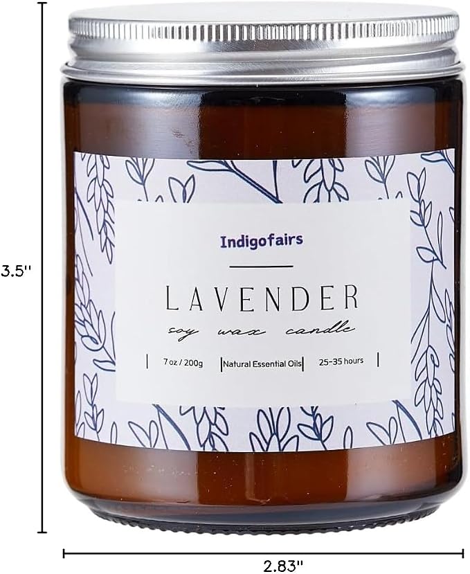 Lavender Scented Candle - 7oz Soy Wax Aromatherapy Candle for Stress Relief & Relaxation โ 40 Hours Long Lasting, Natural Essential Oils, Gift for Women & Home Decor