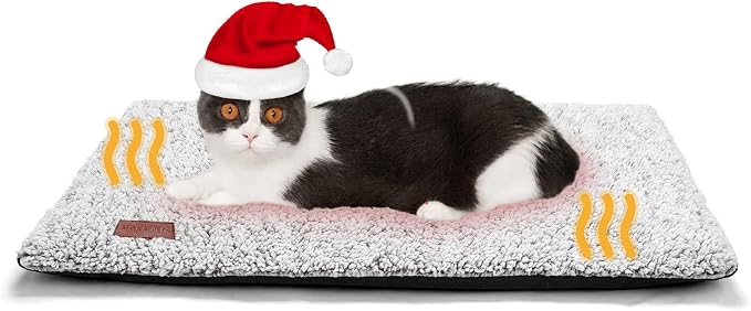 Mora Pets Self Warming Cat Bed Self Heating Cat Dog Mat Pet Pad Extra Warm | Self Heated Cat Bed for Indoor Outdoor Pets, Removable Washable Cover, Non Slip Bottom, Crinkle-Free, No Plug, Grey 24" x 18"