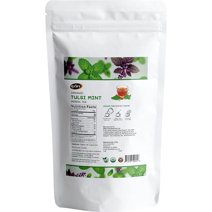 Oxify Organic Tulsi Mint Herbal Loose Tea- 16 oz (16 oz, Tulsi Mint)