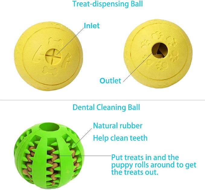 Volacopets 5 Different Functions Interactive Dog Toys, Puzzle Toys, Dog Balls for Medium Large Dogs, Dog Squeaky Balls, Food Treat Dispensing Toys