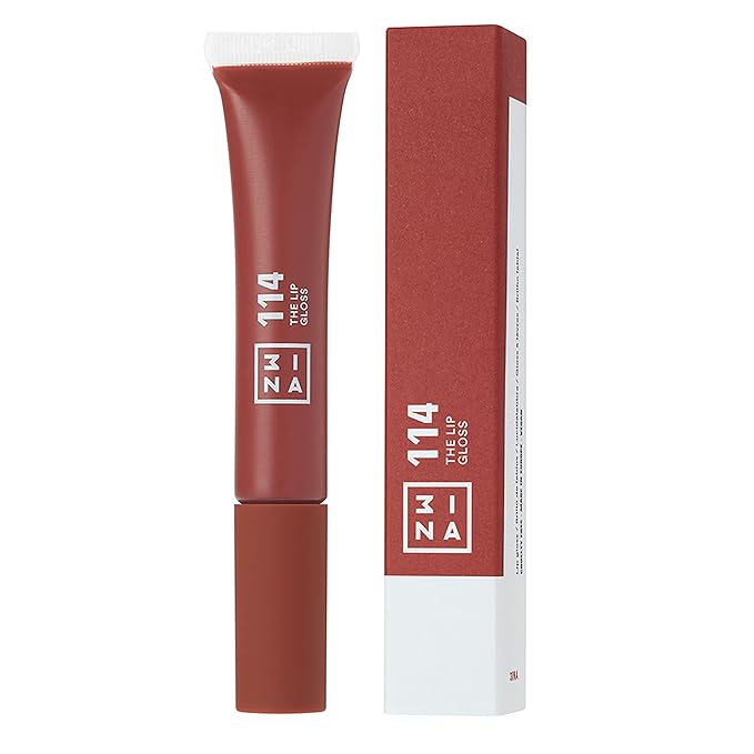 3INA MAKEUP - Vegan - Maquillage Sans Cruauté - The Lip Gloss 114 - Marron clair - Effet Miroir - Aspect Brillant - Texture Crémeuse - Hautement Pigmentée - Brillant à Lèvres avec Baguette