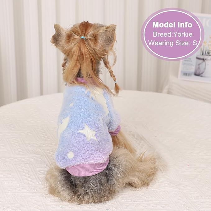 Dog Sweaters for Medium Dogs Girl Male, Soft Fleece Sweater, Glow in The Dark Pet Dog Winter Clothes for Medium Dogs Boy Girl, Fuzzy Sweatshirts Flannel Jacket Puppy Coat,M,Pink