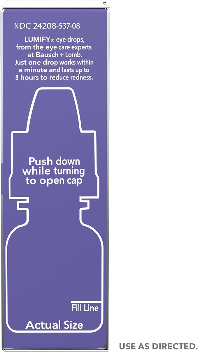 LUMIFY Eye Drops for Red Eyes, Redness Reliever for Brighter Looking Eyes, Works in 1 Minute & Lasts Up to 8 Hours, Eye Drops, 0.08 Fl Oz (2.5 mL)