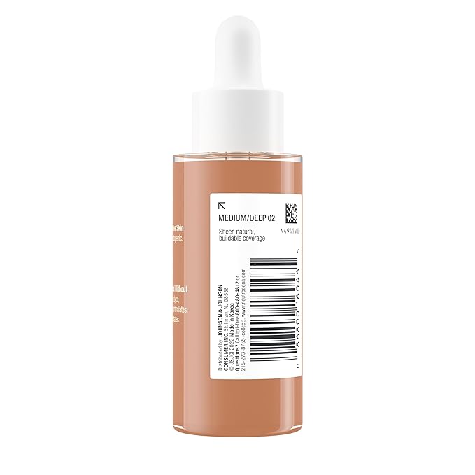 Neutrogena Healthy Skin Sensitive Skin Serum Foundation with Pro-Vitamin B5, Color Correcting & Pore Minimizing Liquid Foundation & Face Serum, Buildable Coverage, Medium/Deep 02, 1 oz