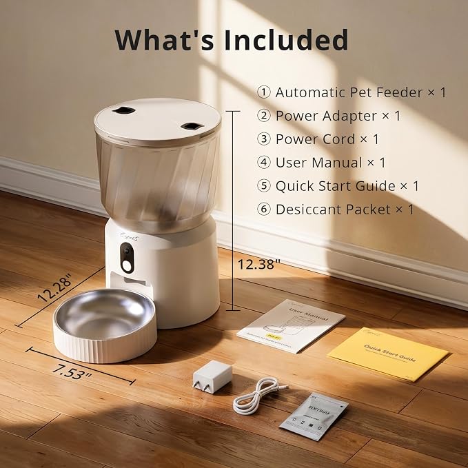Automatic Cat Feeder with Camera, 2K WiFi Pet Feeder, 4L | Two-Way Talk, Night Vision, 5G & 2.4G Dual-Band WiFi, Custom Portion Control, Low Food Alerts, Call Pet Sound, Easy to Clean