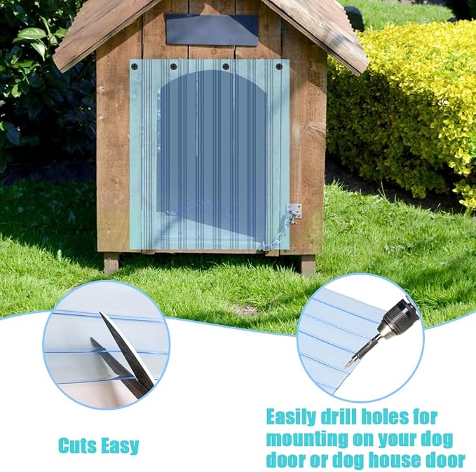 Dog Door Replacement Flap, 7.9 in x 4.9 ft | Pet Safe Plastic Vinyl Strip Transparent Doggie House Flap Strips for DIY Cat Dog Door, Easy to Cut & Install