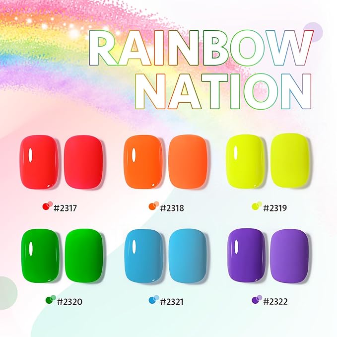 GAOY Neon Bright Gel Nail Polish Set, 6 Colors Summer Orange Hot Pink Glow in Dark, Soak Off UV Light Cure Gel Polish Kit for Nail Art DIY at Home