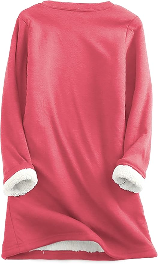 Yeokou Women Warm Sherpa Lined Fleece Crewneck Sport Sweatshirt Pullover Loungewear
