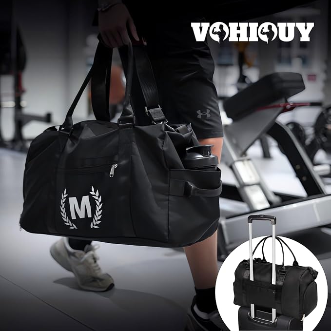 Gym Bag with Shoe Compartment - Personalized Monogrammed Duffle for Sports, Travel, and Workout with Initials Dark Green
