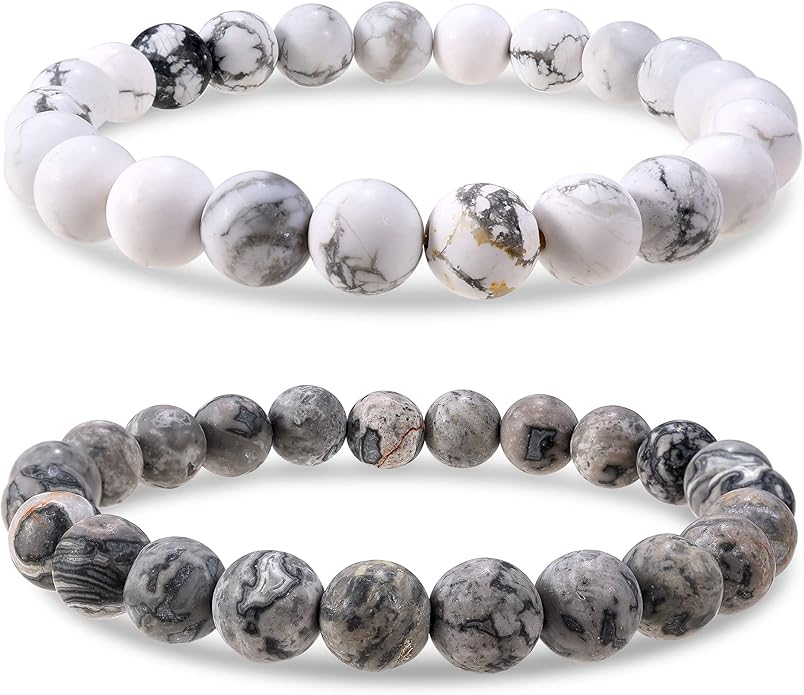 Bivei Natural Gemstone Semi Precious Healing Crystals Handmade Stretchy Round Beads Bracelet,Stocking Stuffers for Women Enhance Positive Energy