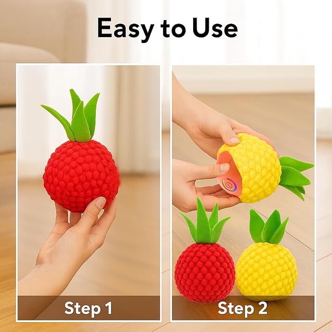 2 Pack Dog Ball Covers, Plush Tomato and Pineapple Sleeves for Moving Balls
