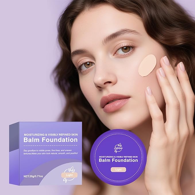 Foundation for Mature Skin–Hydrating Age-Defying Makeup Coverage Balm Foundation, Non-Settling Formula for Older Women, Blurs Fine Lines, Satin Finish for All Skin Types (Light)